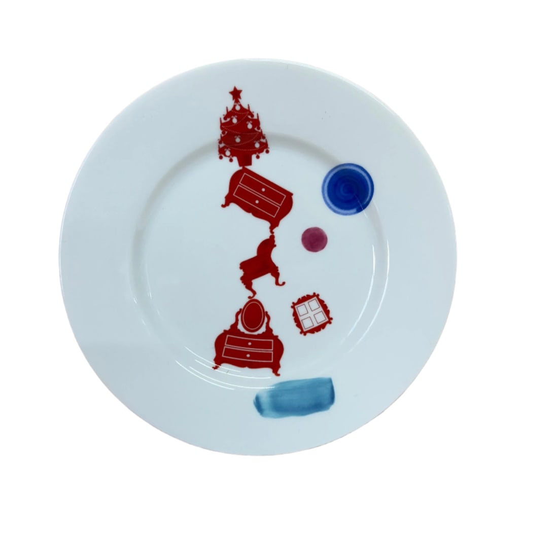 Richard Ginori Paola Navone Collection Casa Dolce Casa Dessert Plate Set of 12: Material : Porcelain Designer : Richard Ginori Measurements : D: 7 5/8''. Marked: : Richard Ginori. Condition: : New, store sample. 6 of each pictured design. Additional: In