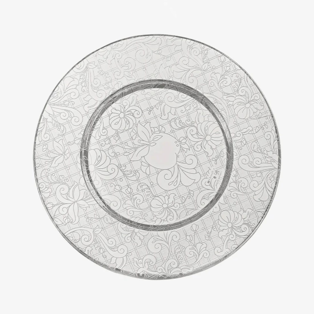 Set of 10 Christofle Jardin D'eden Silver Plated Underplate B0410597002: Material : Silver Plate Designer : Christofle Measurements : D: 12 1/2'' Marked: : Christofle. Condition: : New, store sample. Additional: Only 3 plates comes in original box