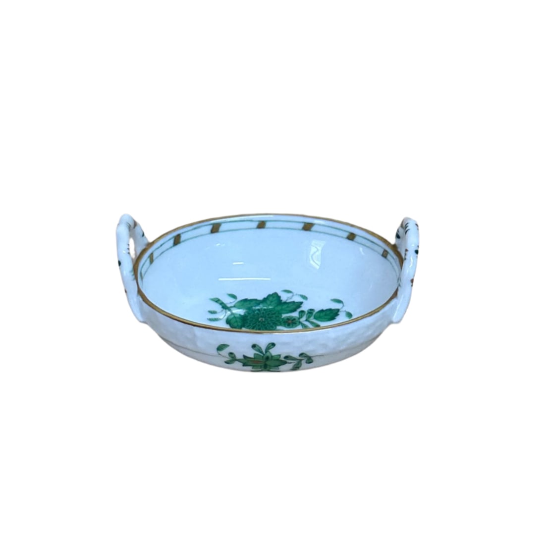 Herend Chinese Bouquet Porcelain Miniature Small Oval Handled Basket Set of 12 7423-0-00/AV (1 of 5)
