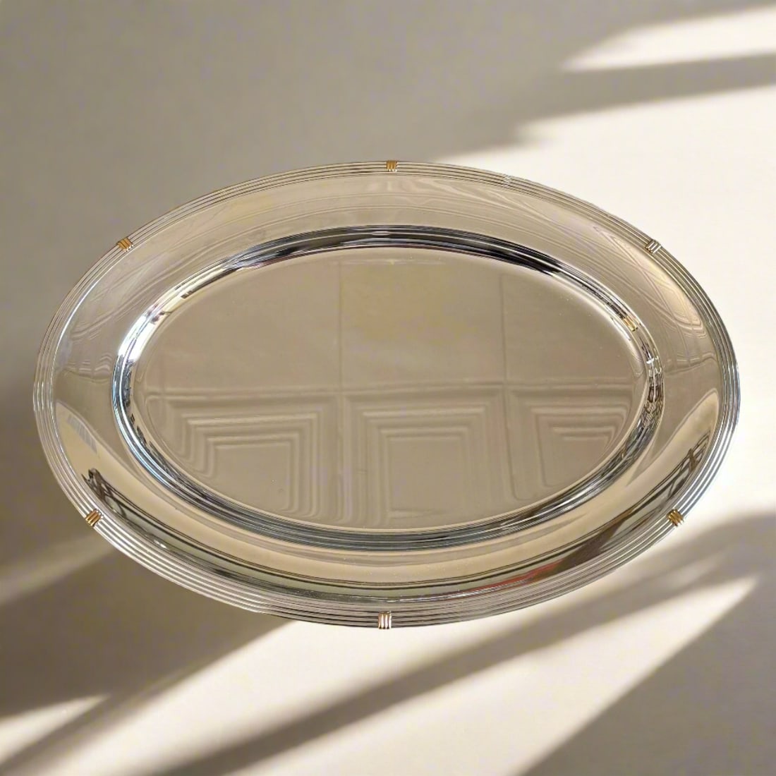 Christofle Aria Gold Ring Silver Plated Oval Meat Platter 4118150 (1 of 4)