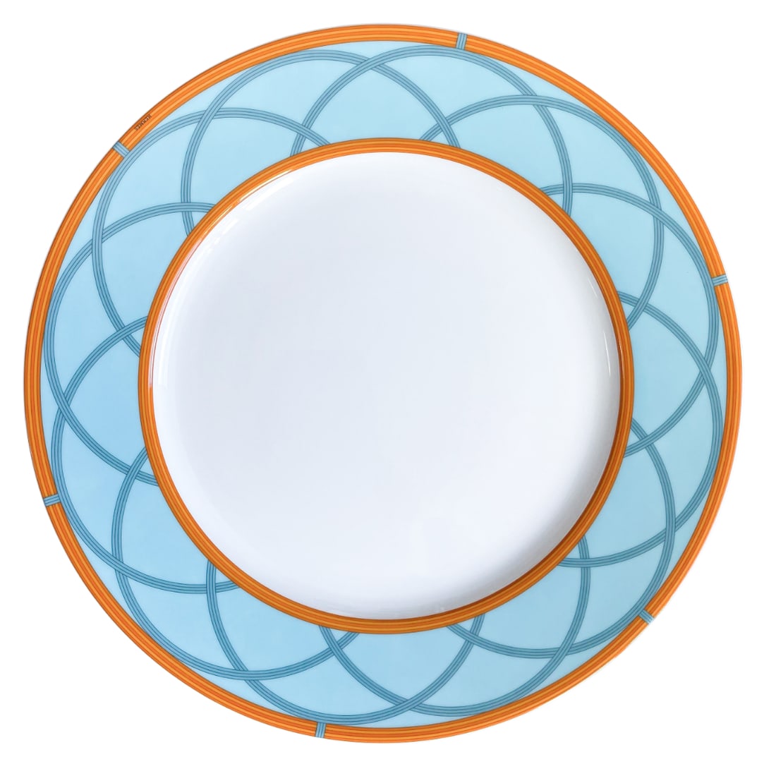 Hermes Siesta Island Blue Service Plate Charger Set of 4: Material : Porcelain Designer : Hermes Measurements : D 31 cm. Marked: : Hermes. Condition: : New, store sample. Additional: With box.