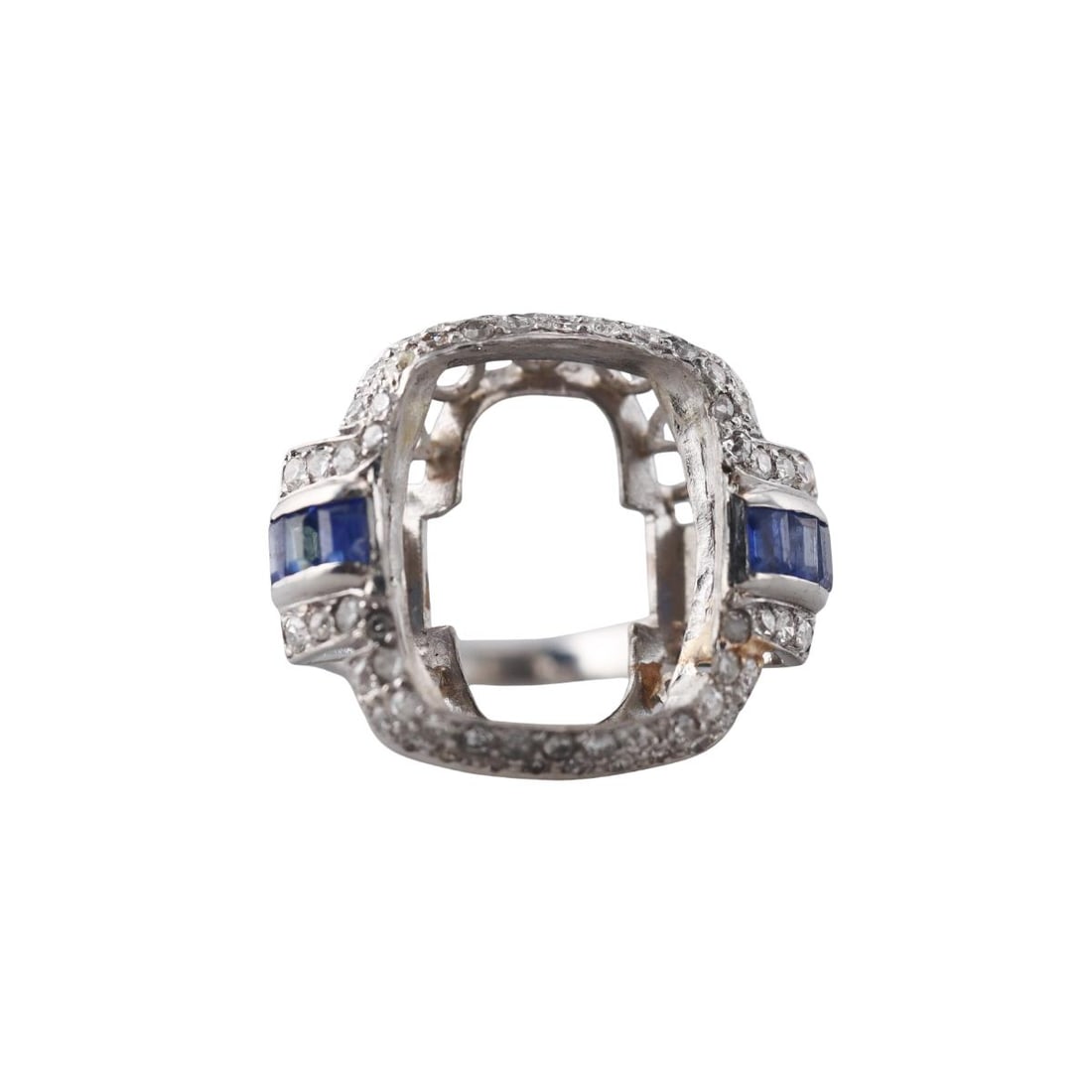 Art Deco Platinum Diamond Sapphire Ring Setting (1 of 3)