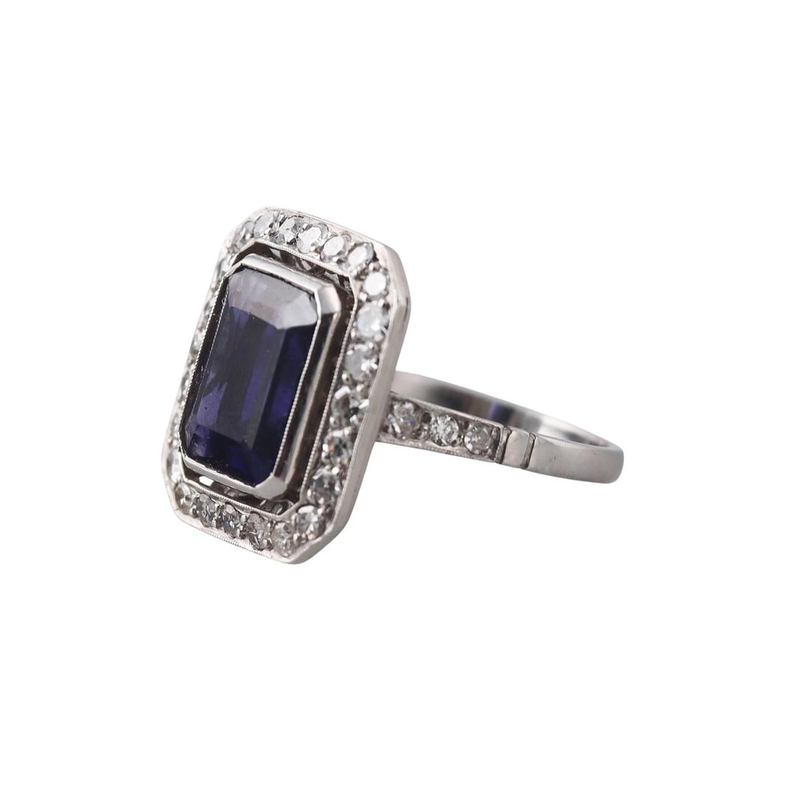 Platinum Iolite Diamond Ring - 2