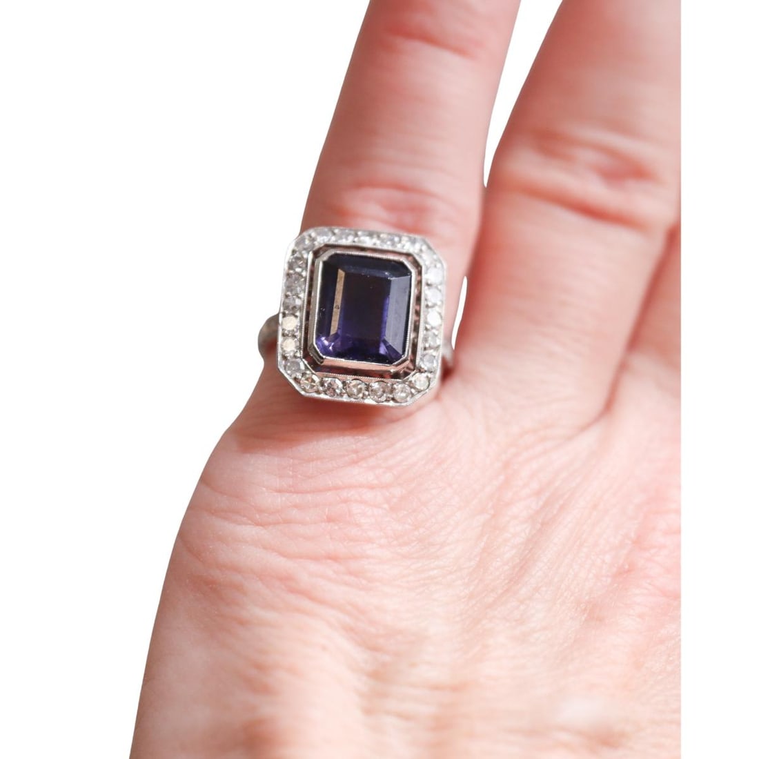 Platinum Iolite Diamond Ring - 4