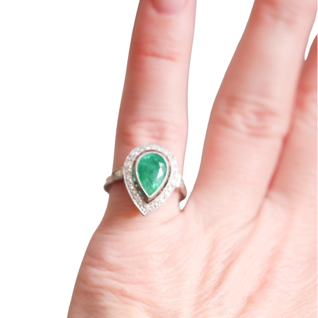 Platinum Emerald Diamond Ring - 5