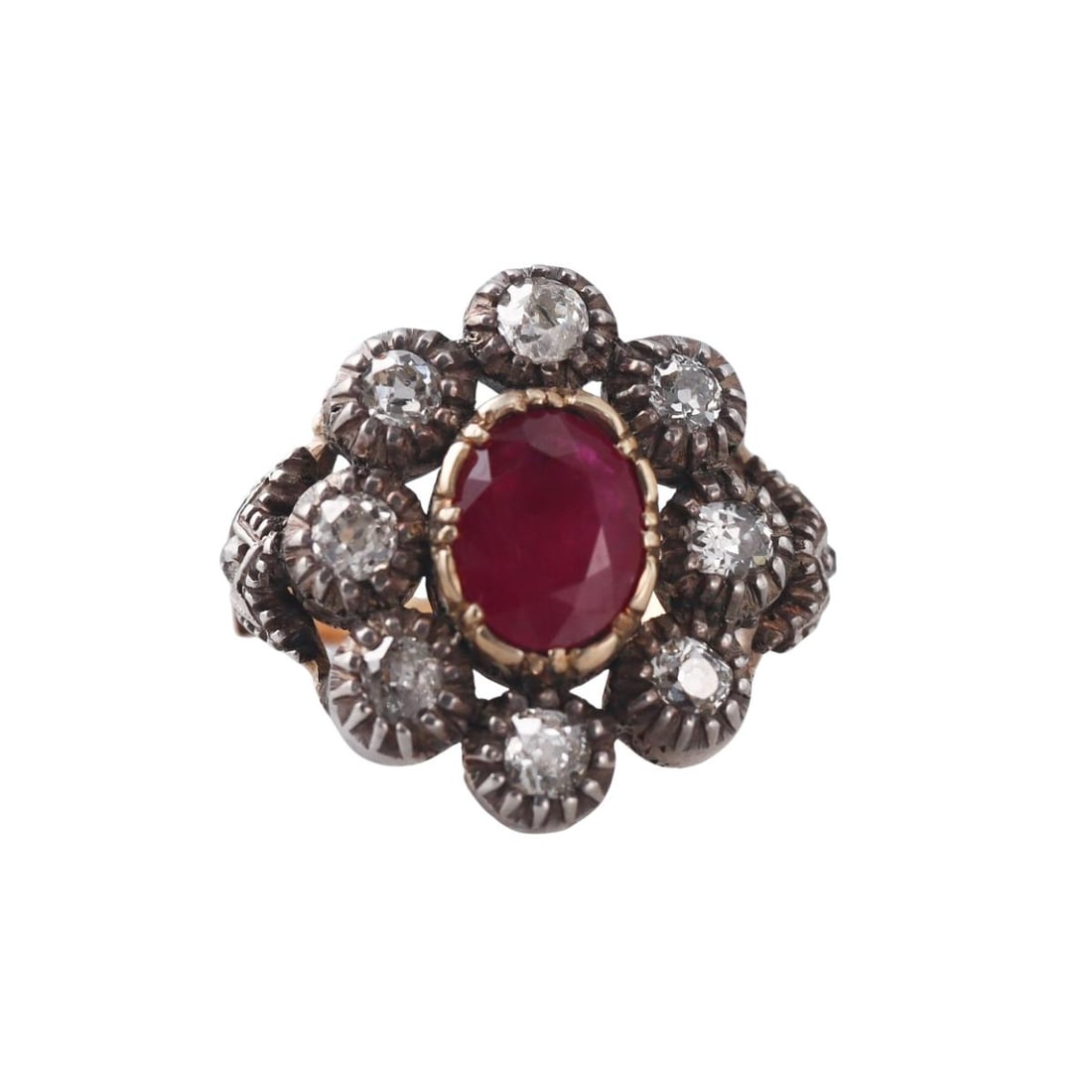 18K Gold Silver Diamond Ruby Ring (1 of 4)