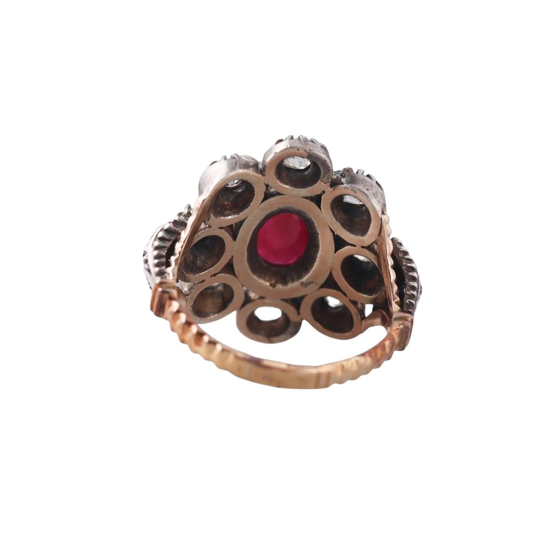 18K Gold Silver Diamond Ruby Ring - 3