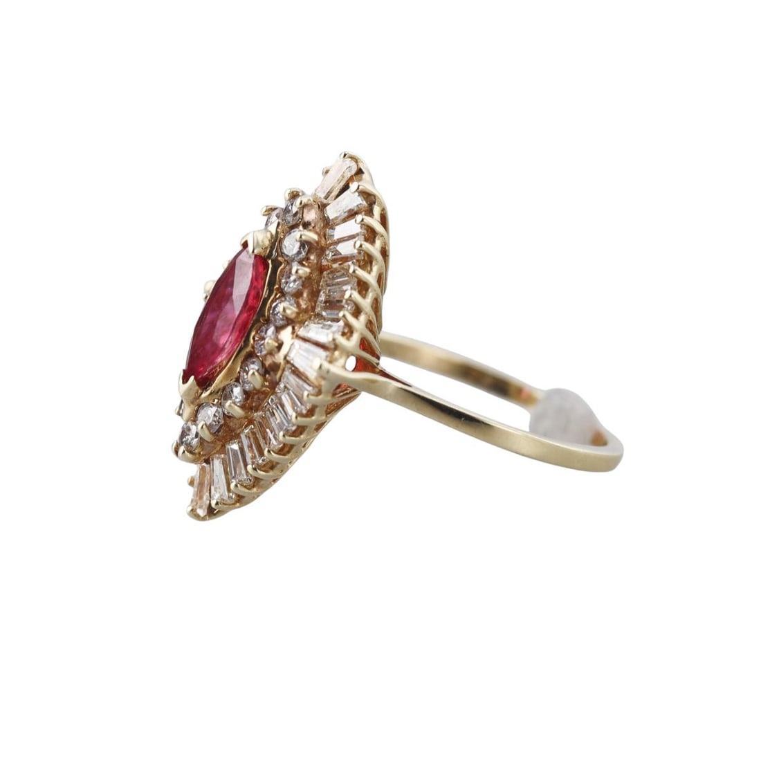 14K Gold Diamond Ruby Ring - 2