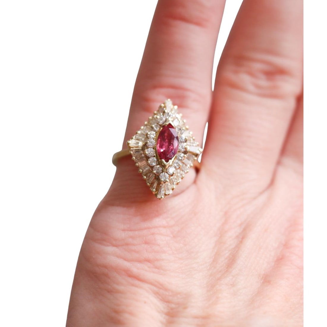 14K Gold Diamond Ruby Ring - 6