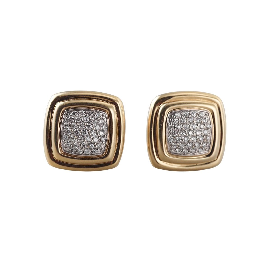 18K Gold Diamond Square Earrings: Metal : 18K Yellow Gold Designer : n/a Gemstone : Diamonds-approx. 0.70ctw. Measurements : Earrings are 19mm x 19mm. Marked: : 18K John Hardy, Avg 9.5g. Weight: : 12.3 gram