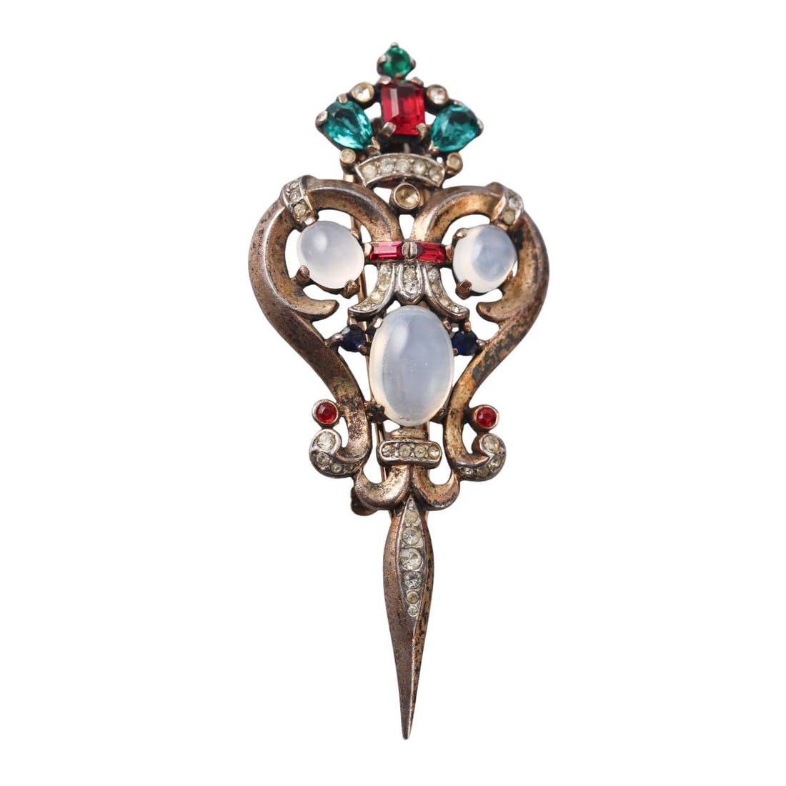 Trifari Talisman Royal Scepter Sterling Gem Fur Clip Brooch Pin (1 of 4)