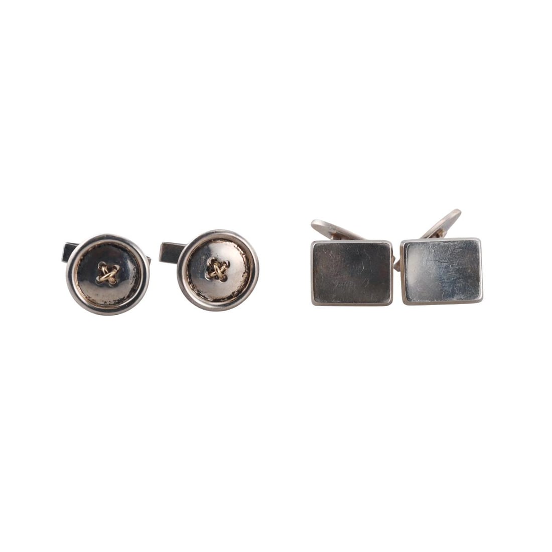 Georg Jensen Tiffany & Co Silver No. 84 Button Cufflinks Lot of 2 Pairs: Metal : Sterling Silver / 14k Gold Designer : Georg Jensen / Tiffany & Co Gemstone : None Measurements : Tops are 18 x 13mm and 18mm in diameter. Marked: : GJ hallmarks, 84, Tiffany &