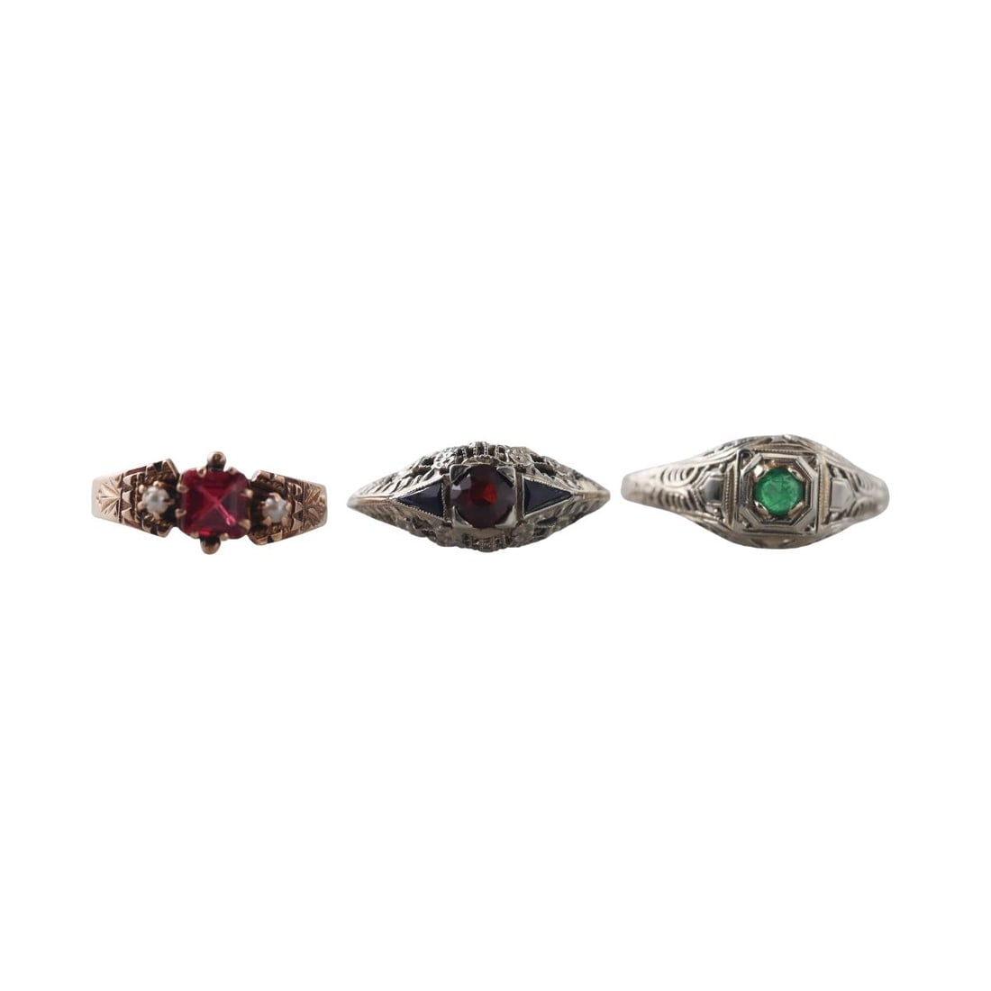 Art Deco Victorian Gold Ring Lot of 3 (1 of 4)