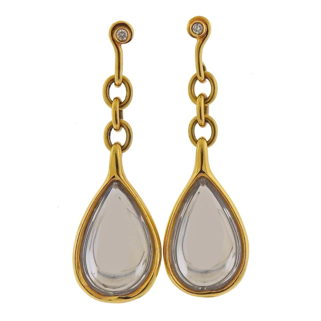 H. Stern DVF Life Harmony Freedom Gold Diamond Crystal Earrings: Metal : 18k Yellow Gold Designer : H. Stern / Diane Von Furstenberg Gemstone : Crystal, Diamonds Measurements : Earrings are 58mm x 20mm. Marked: : Life Harmony Freedom, Star mark, DVF
