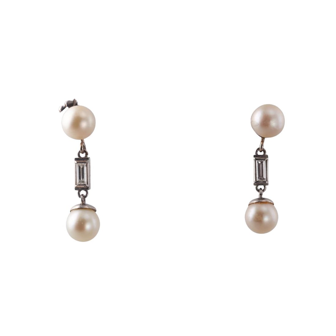 14k Gold Diamond Pearl Drop Earrings (1 of 2)