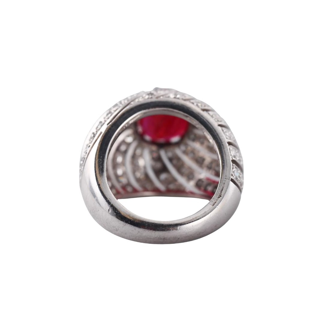 Platinum Diamond Ruby Dome Ring - 3