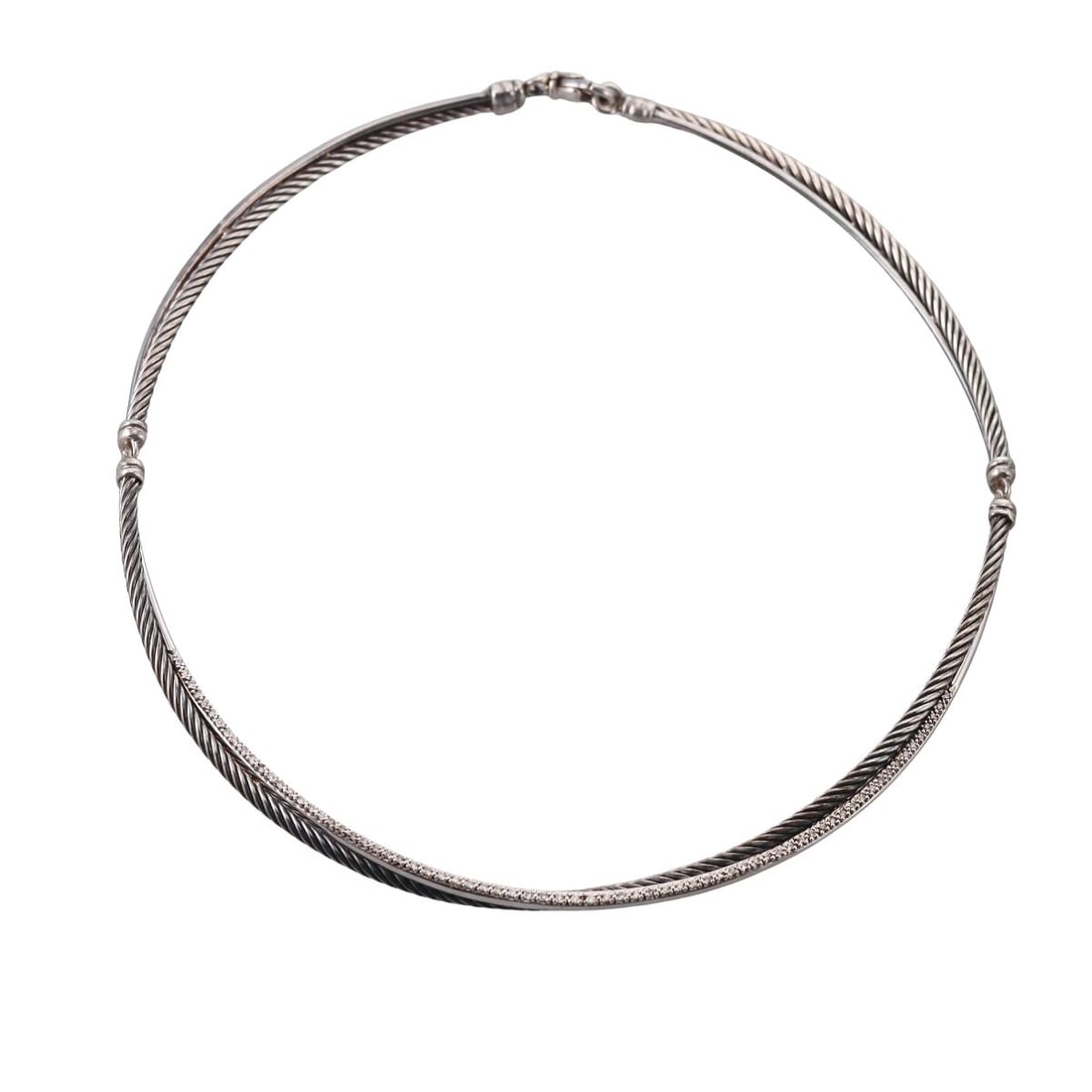 David Yurman Crossover 14K Gold Silver Diamond Choker Necklace (1 of 5)