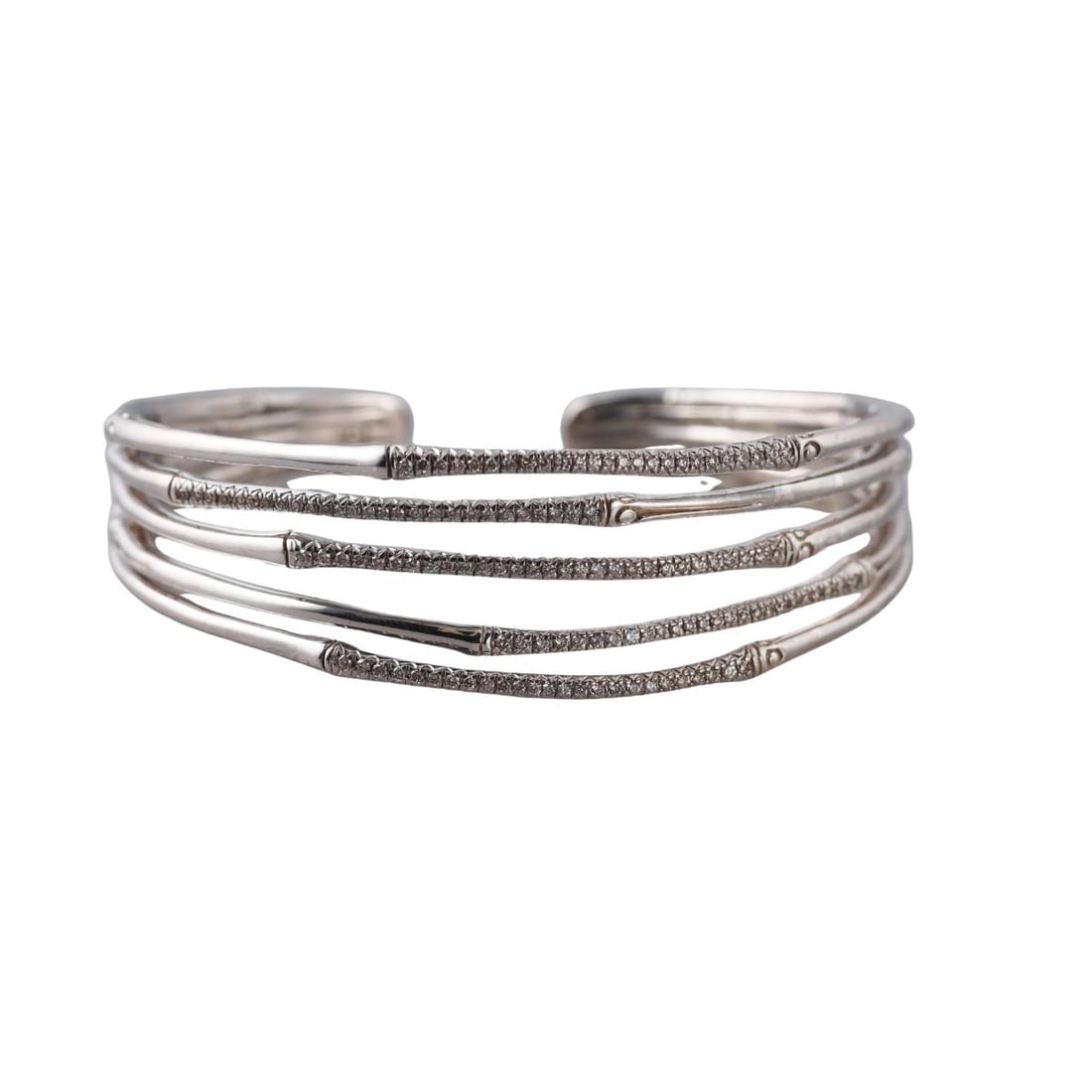 John Hardy Bamboo Sterling Silver Diamond Cuff Bracelet (1 of 5)