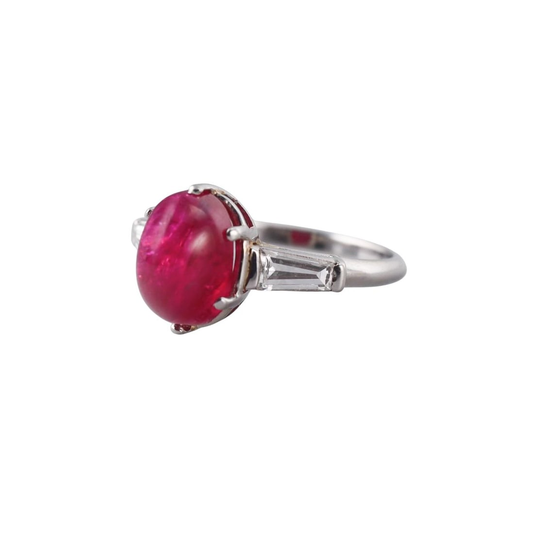Platinum 4Ct Ruby Diamond Ring - 2