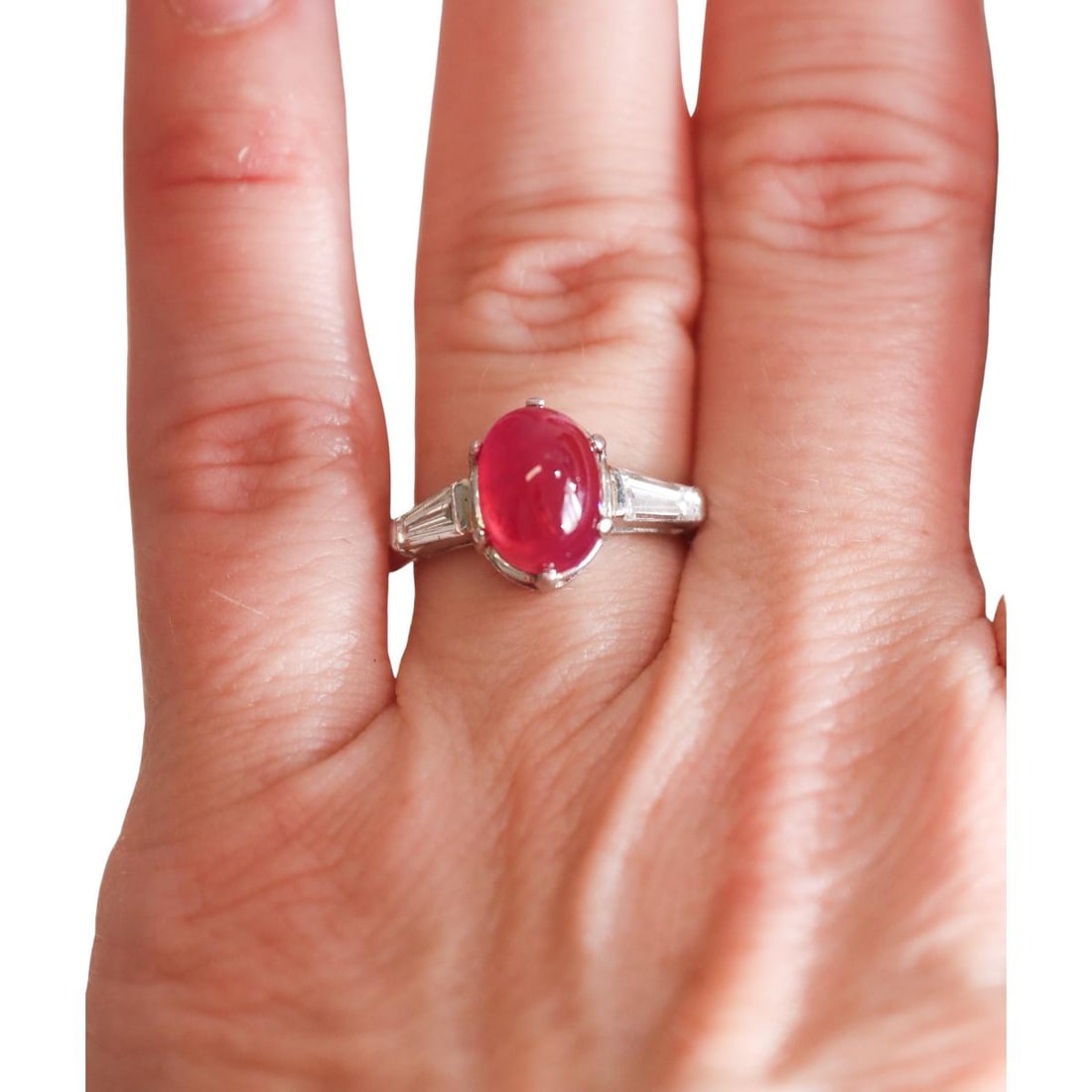 Platinum 4Ct Ruby Diamond Ring - 4