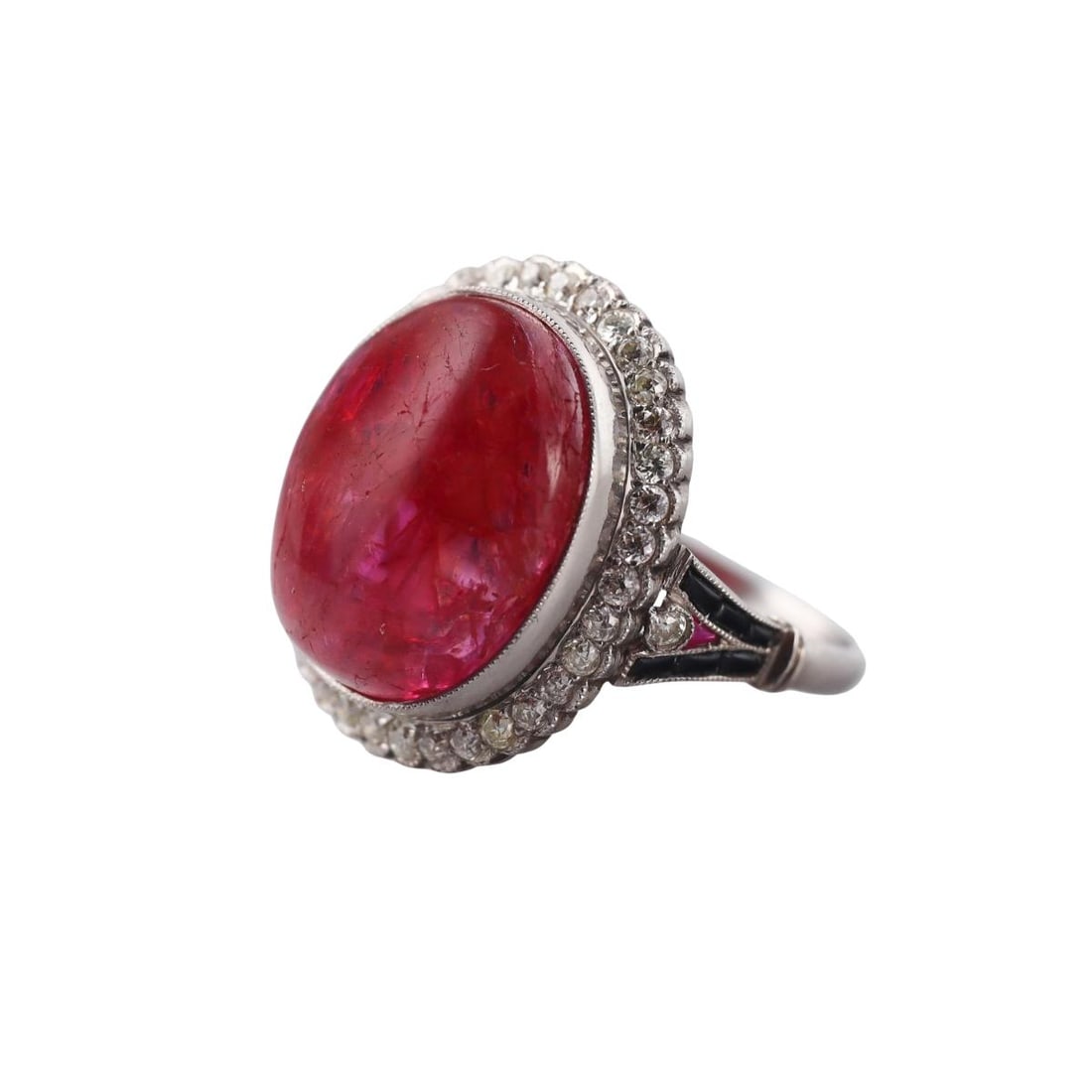 Platinum 12ct Ruby Diamond Cocktail Ring - 2