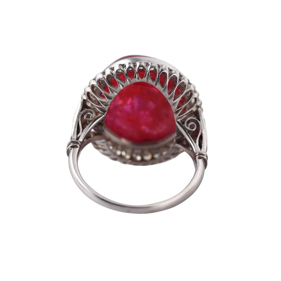 Platinum 12ct Ruby Diamond Cocktail Ring - 3