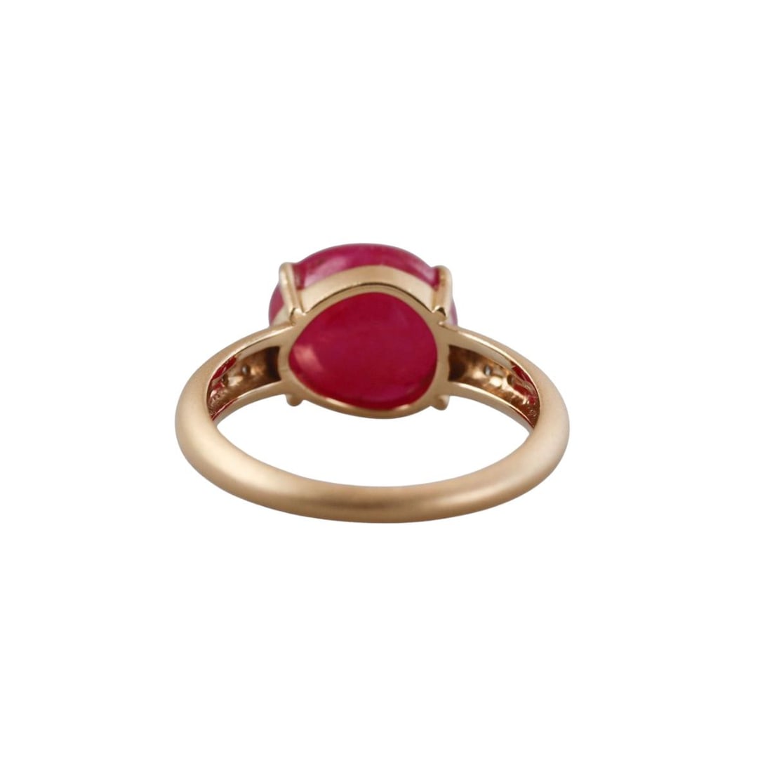 18K Gold Ruby Cabochon Diamond Ring - 3