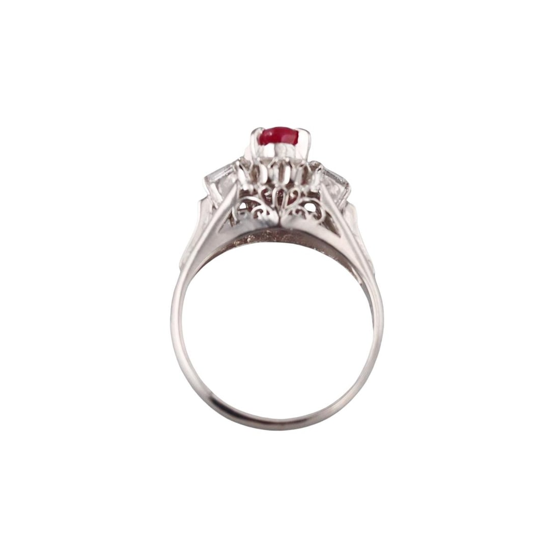 Platinum Diamond Ruby Engagement Ring - 3