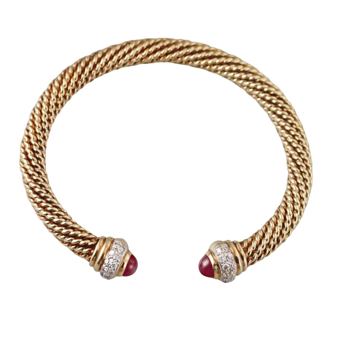14k Gold Diamond Ruby Cuff Bracelet (1 of 4)