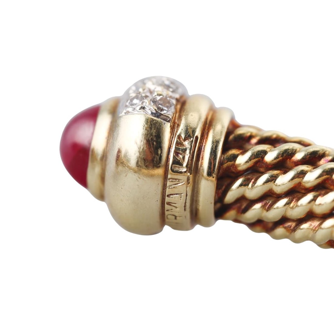 14k Gold Diamond Ruby Cuff Bracelet - 3