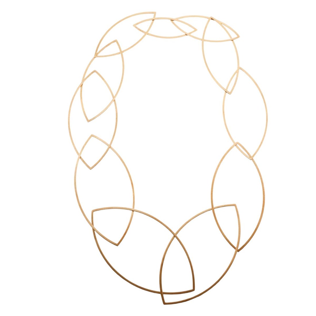Niessing Modernist 18k Gold Geometric Link Necklace: Metal : 18k Yellow Gold Designer : Niessing Gemstone : None Measurements : Necklace is approx. 30" long (no clasp/no opening), links are 51mm x 17mm to 48mm x 94mm. Marked: : Niessing,