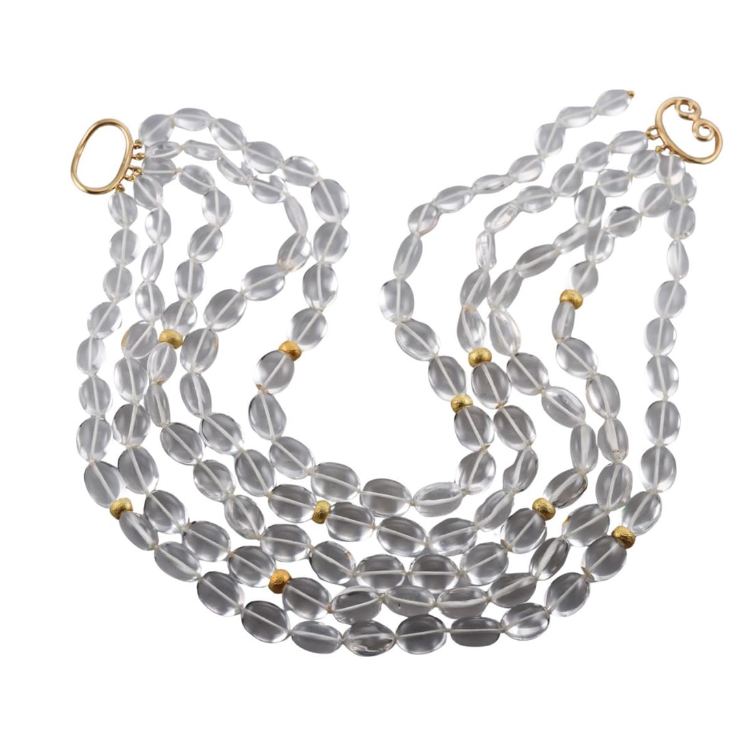 Verdura 18k Gold Crystal Torsade Necklace: Metal : 18k Yellow Gold Designer : Verdura Gemstone : Crystal Measurements : Necklace is 19" long. Marked: : Verdura. Weight: : 321.5 grams Condition: : V