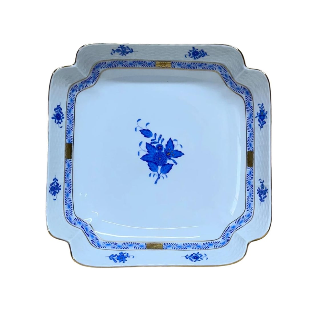 Herend Porcelain Chinese Bouquet Gold Blue Square Fruit Dish 181-0-22/AB (1 of 5)