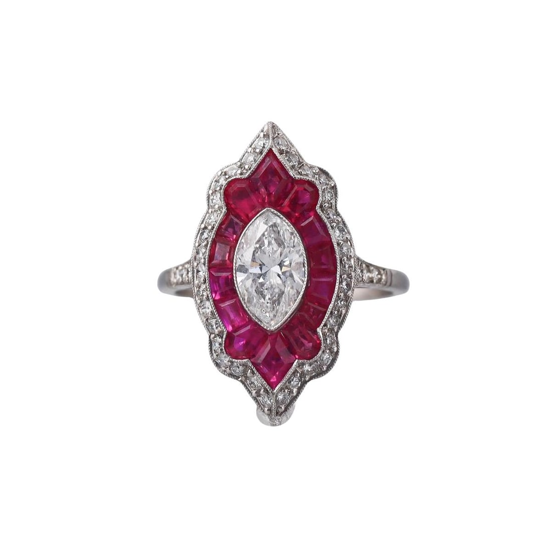 Platinum Diamond Ruby Ring (1 of 4)