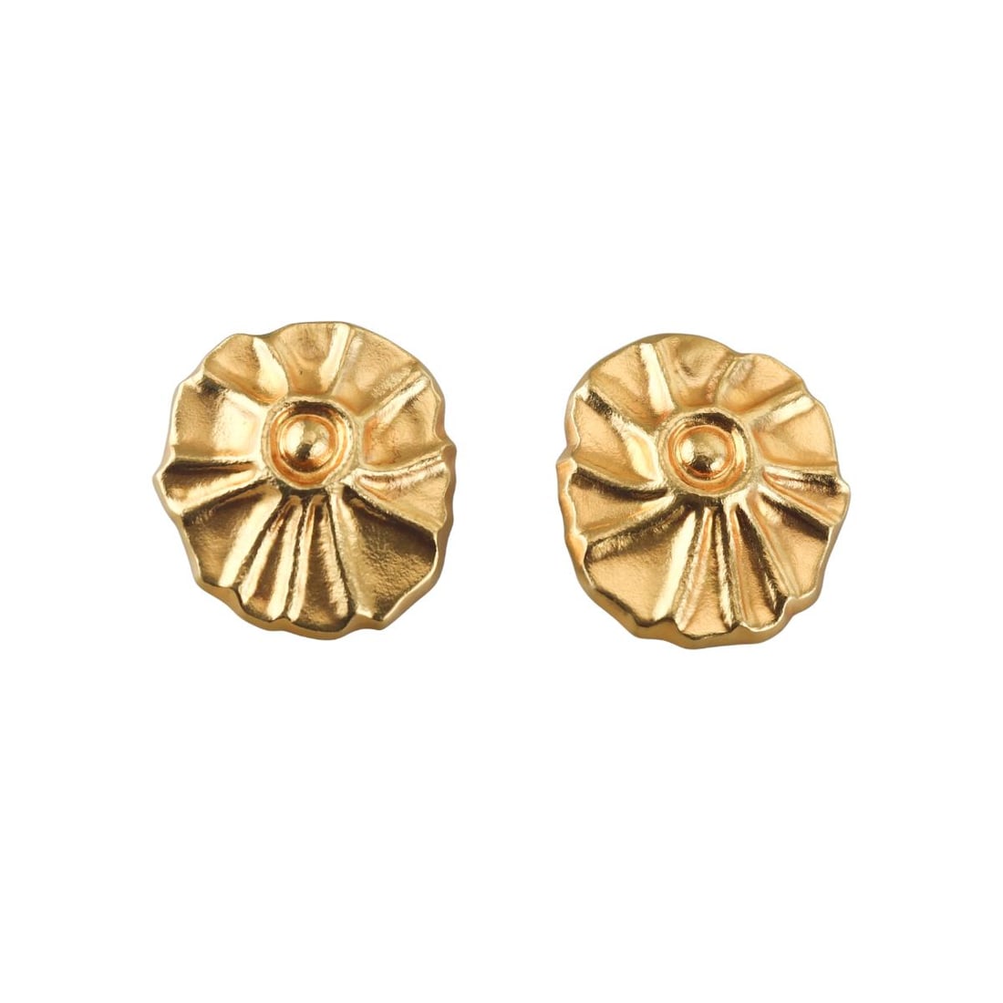Ilias Lalaounis Greece 22k Gold Shell Swirl Motif Earrings (1 of 5)