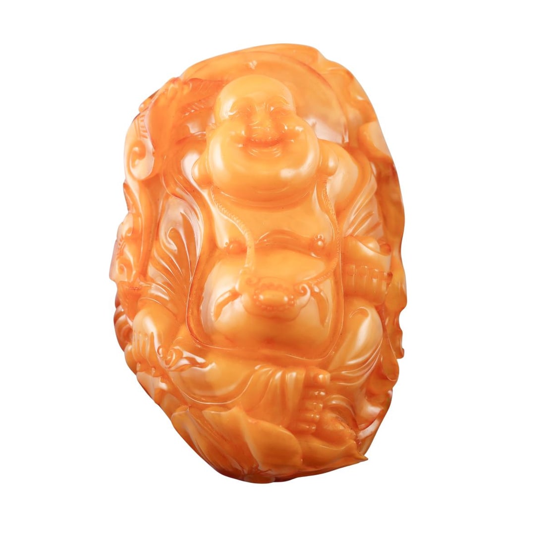 Russian Baltic Carved Amber Buddha Pendant Element (1 of 7)