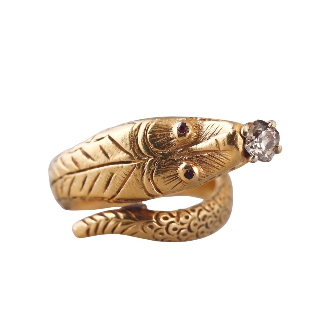 Antique 22K Gold Diamond Snake Ring (1 of 6)