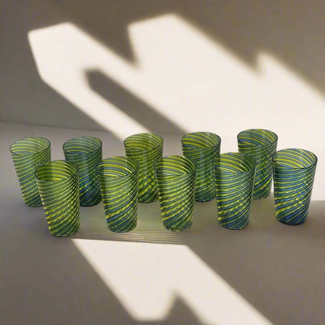 Set of 10 Nason Moretti Murano Swirl Candy Water Glass (1 of 6)