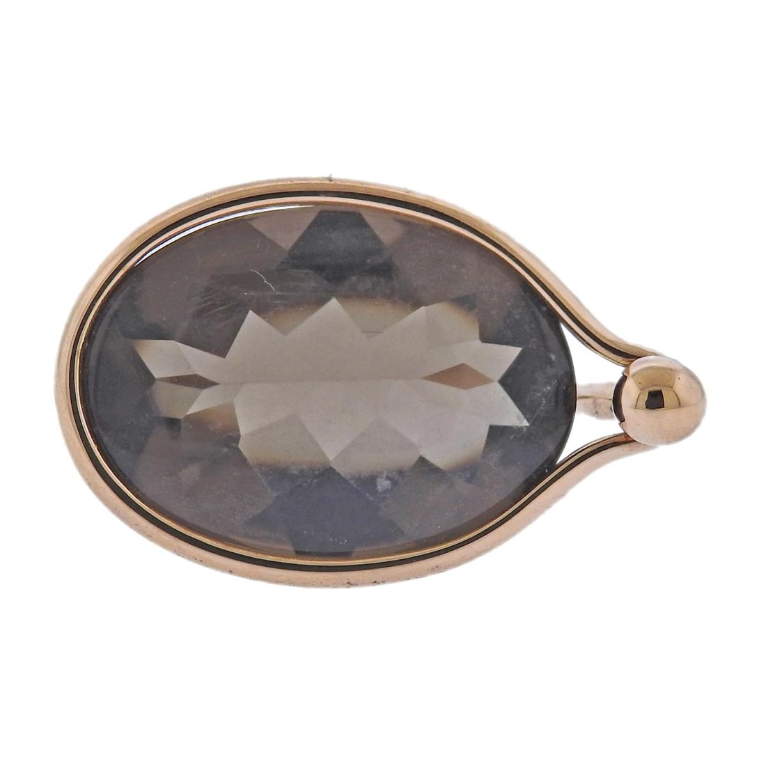 Georg Jensen Savannah 18k Gold Smoky Quartz Ring 1506: Metal : 18K Gold Designer : Georg Jensen Gemstone : Smokey Quartz Measurements : Top of the ring - 15mm x 24mm.Ring size 51. Marked: : GJ mark, 750 Weight: : 5.6 grams <