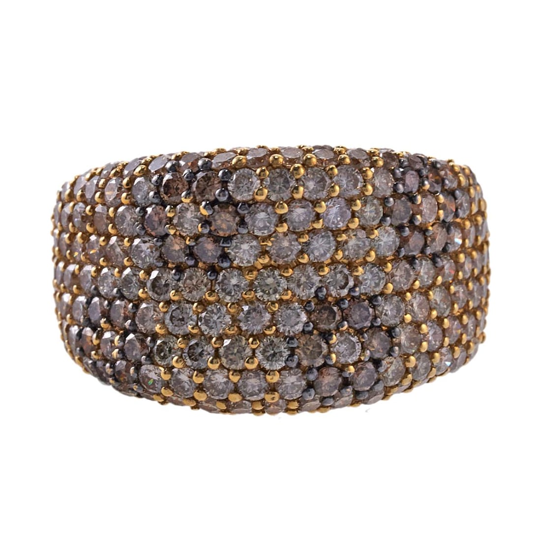 Roberto Coin Fantasia 18K Gold Fancy Diamond Flower Ring: Metal : 18K Yellow Gold Designer : Roberto Coin Gemstone : Fancy color diamonds-approx. 3.79ctw Measurements : Ring size 6.25, top is 14mm wide Marked: : 750, RC, Signature ruby