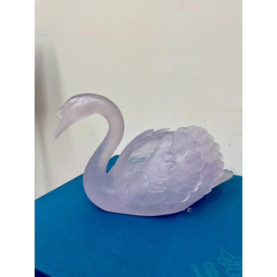 Daum Large Crystal Swan: Material : Crystal Designer : Daum Measurements : H: 9.8" L: 18.1" W: 8.7" Marked: : Daum Condition: : New, old stock - no box. Limited edition. With original sticker on the bottom. <