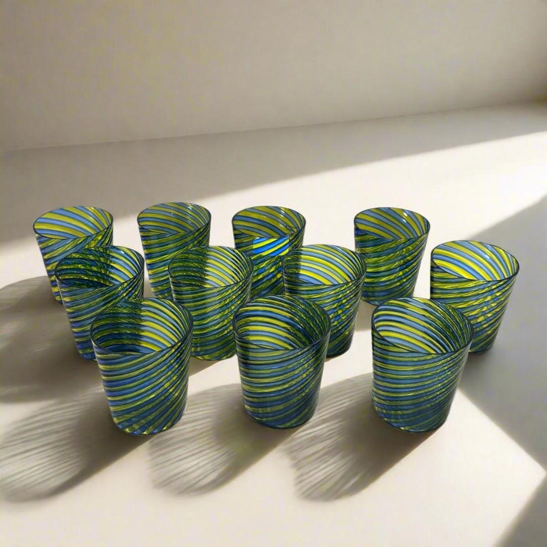 Set of 11 Nason Moretti Murano Glass Swirl Tumbler (1 of 6)