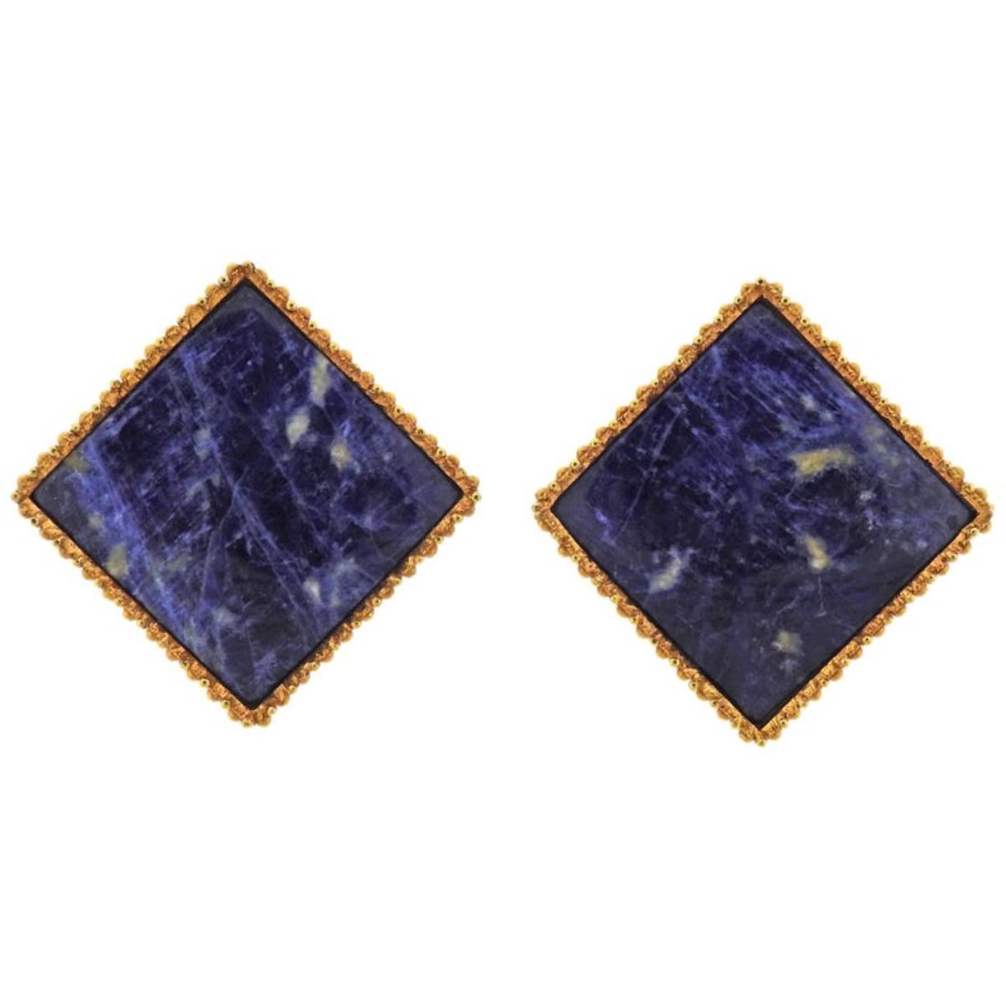 Lalaounis Greece Sodalite Gold Earrings (1 of 3)