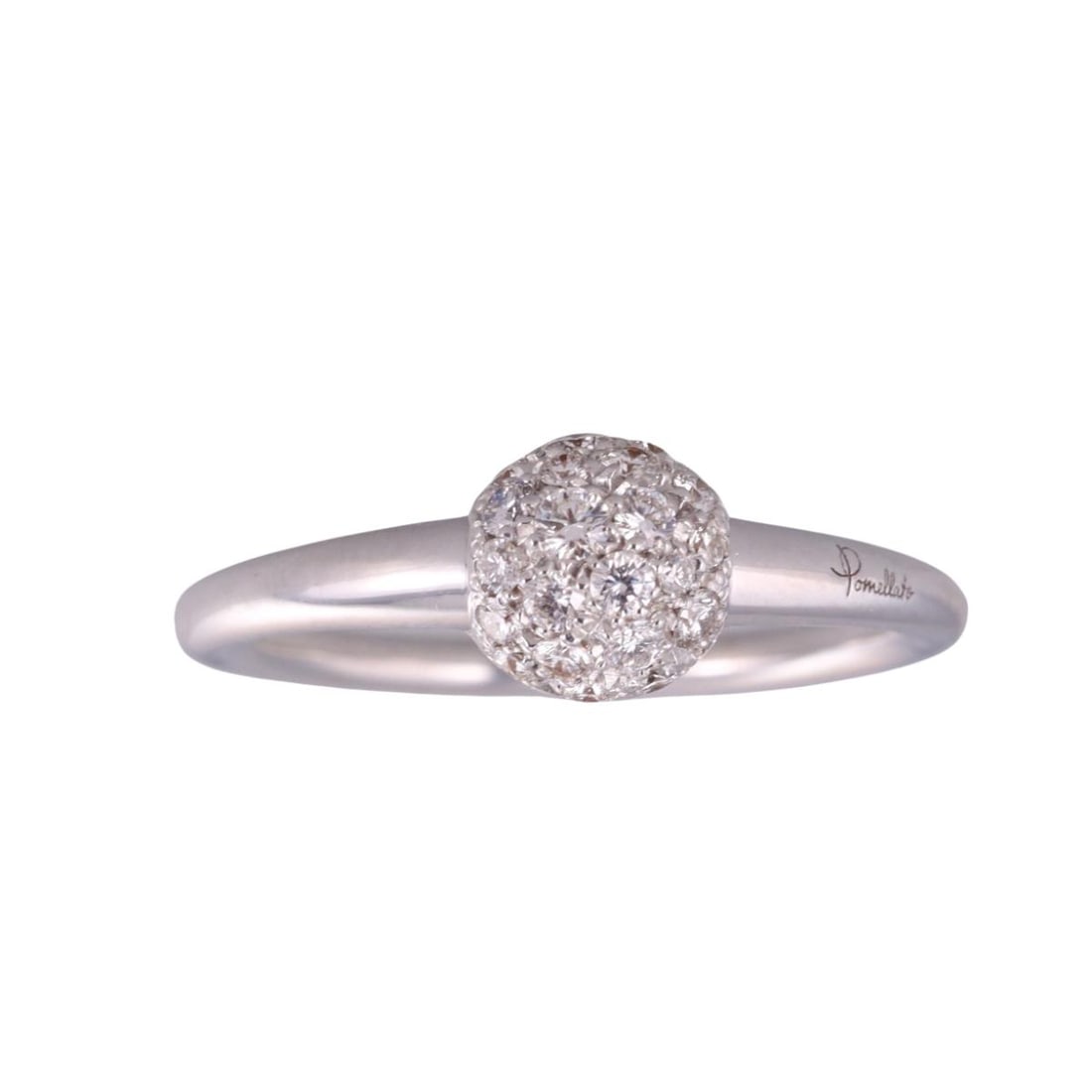 Pomellato M'ama non M'ama 18k Gold Diamond Ring: Metal : 18K White gold Designer : Pomellato Gemstone : Diamonds-approx. 0.16ctw (G/VS) Measurements : Ring size 5, top is 6.5mm wide Marked: : Pomellato,Italian mark, 750 Wei