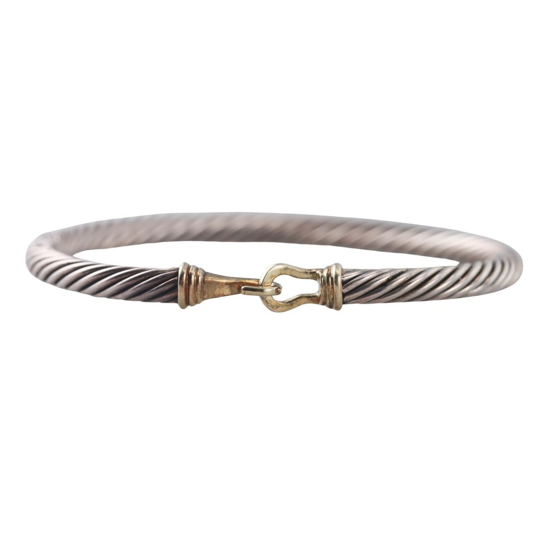 David Yurman Cable 14K Gold Sterling Silver Bangle Bracelet (1 of 5)