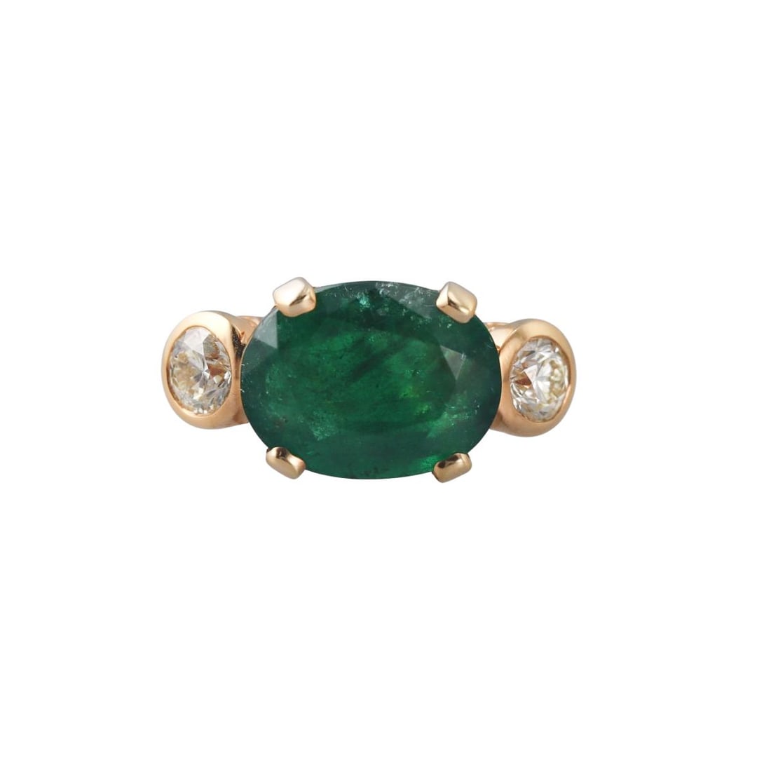 18k Gold 7.66ct Emerald Diamond Ring: Metal : 18k Yellow Gold Designer : Not Signed Gemstone : Emerald approx. 7.66ct ( 15.6 x 11.9 x 7.45mm), Diamonds approx. 0.50ct each J / VS2-Si1. Measurements : Ring size 7.25. Marked: