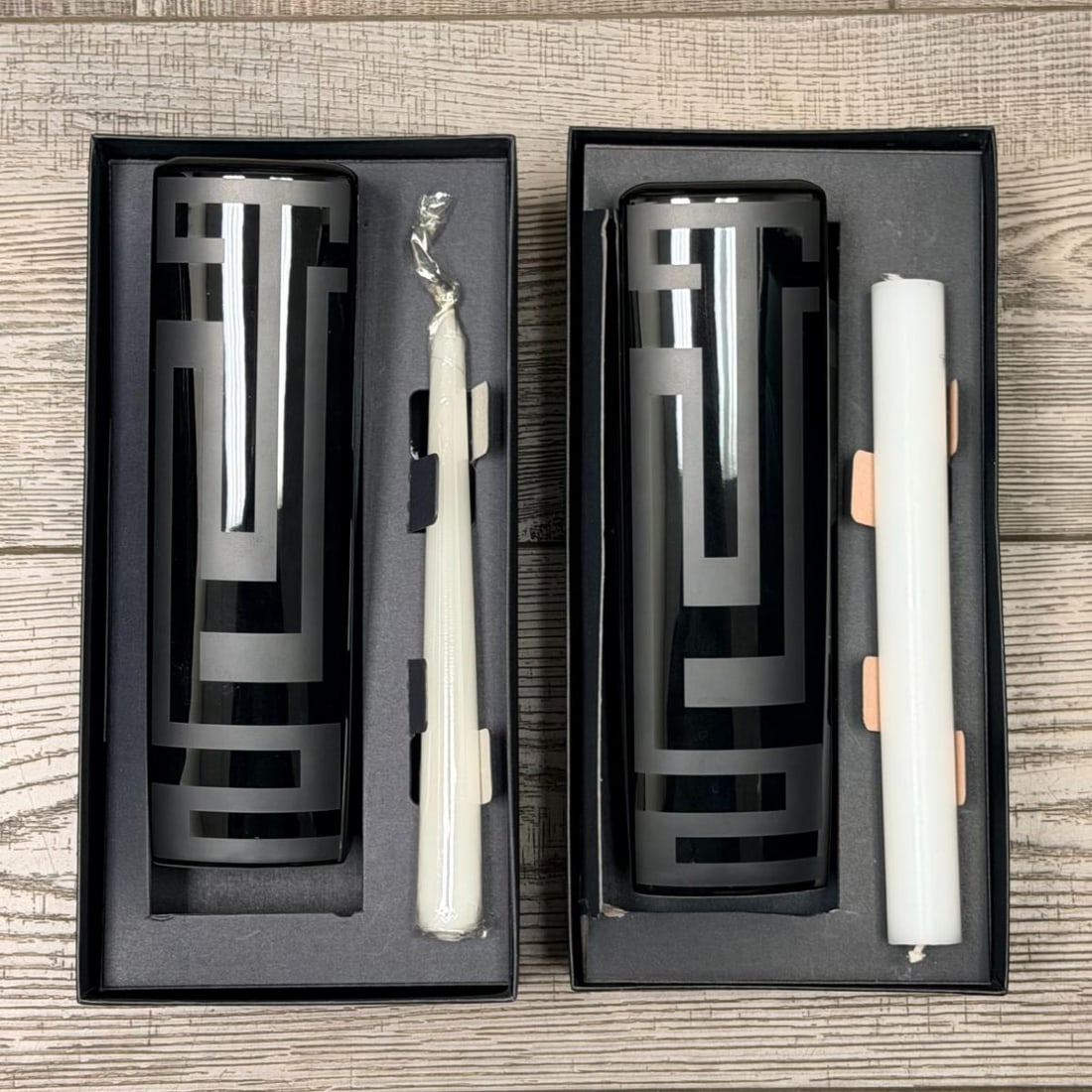 2pc Versace by Rosenthal Dedalo Black Candle Holder Set With Candle 059227 (1 of 4)