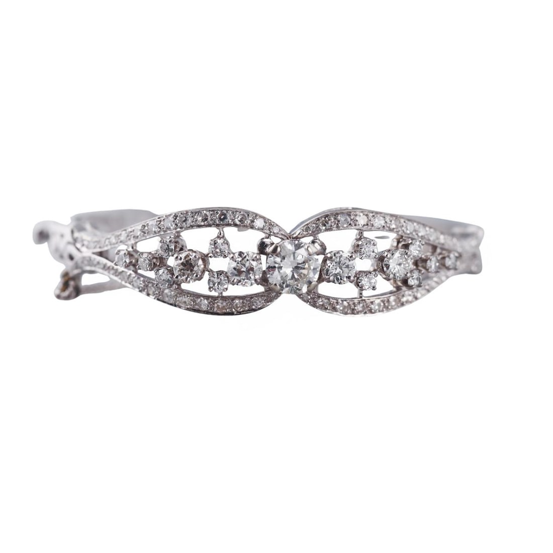 Mid Century 14k Gold 4ctw Diamond Bangle Bracelet (1 of 7)