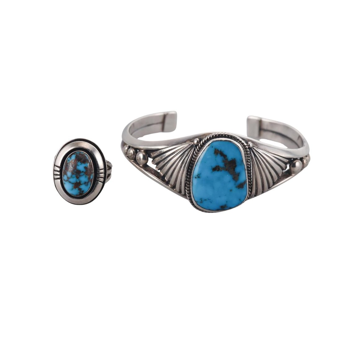 Gilbert Platero Navajo Native American Turquoise Silver Bracelet Ring Lot (1 of 11)
