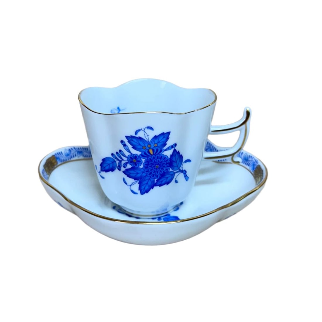 24pc for 12 Herend Chinese Bouquet Blue Flat Demitasse Cup & Saucer (1 of 5)